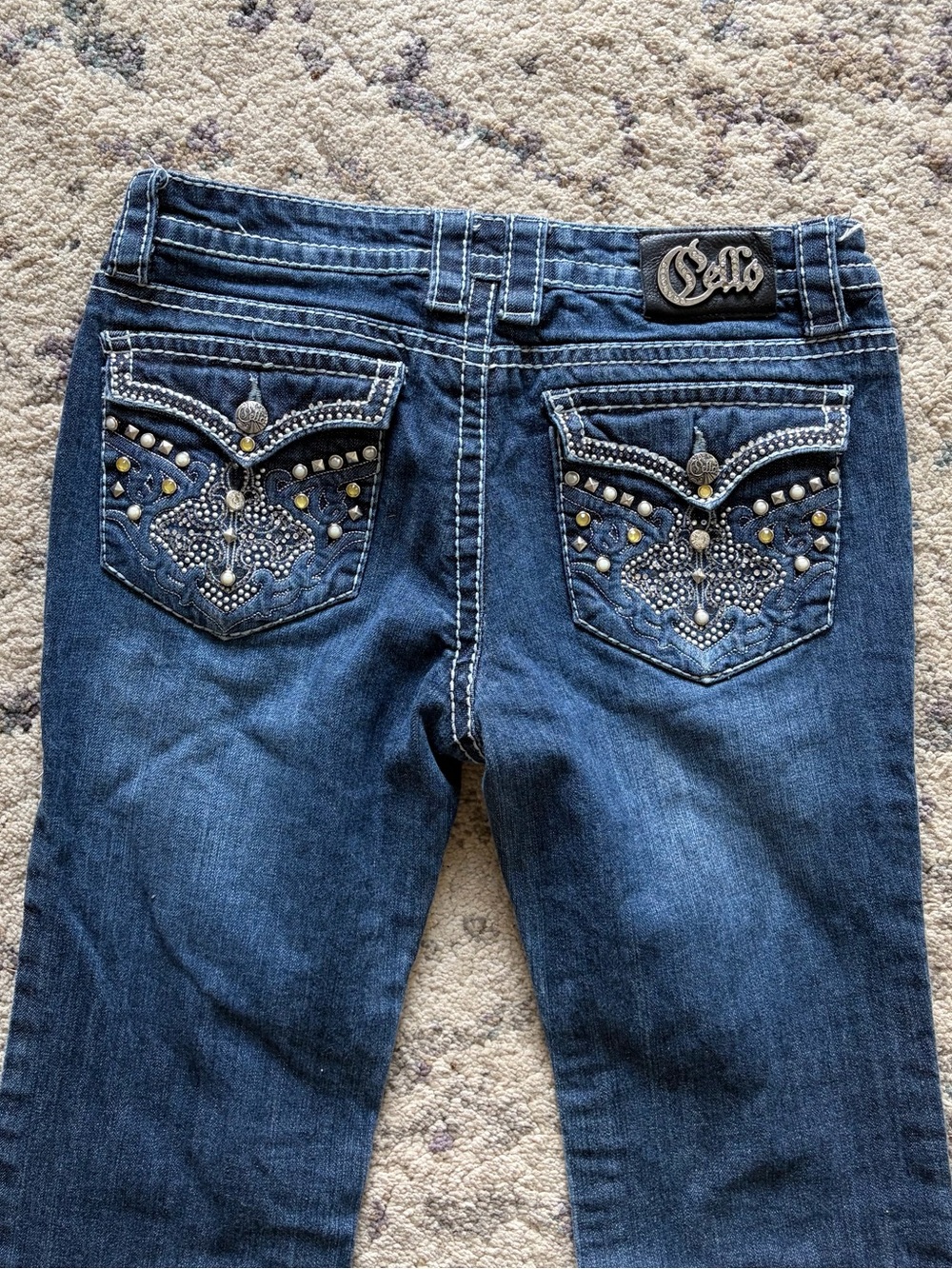 Y2K Cello Rhinestone Low Rise Bootcut Jeans - Picture 7 of 8